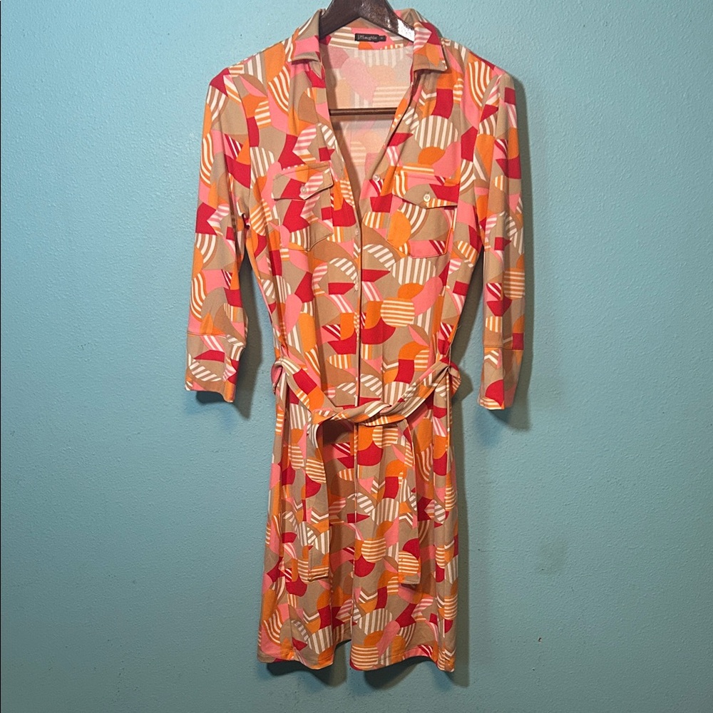 J. Mclaughlin Colorful Geometric Pattern Dress - image 1